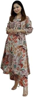 GRECIILOOKS Women's Cotton Blend Floral Regular Fit Kurta Set