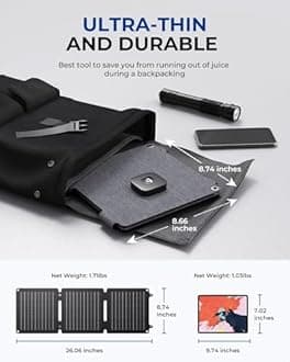 BigBlue 20W Portable Solar Panel with Kickstands, USB-A and USB-C(5V/2.4A per Output), Solar Panel Charger for Camping, Higher Efficiency, IP65 Waterproof, Compatible with Phones, Tablets, Power Bank