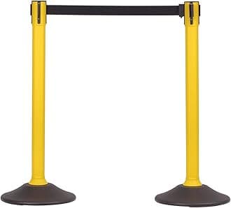US Weight Crowd Control barriers- Sentry Stanchion with Retractable Belt Barrier– Easy Connect Assembly (2-Pack) Crowd Control Stanchions - Black