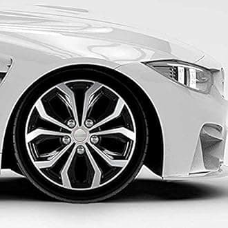 Car Wheel Cover Caps (Black & Silver) 14 inches Press Type Fitting (Set of 4) for Skoda Rapid