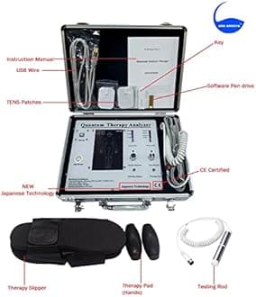 30G Quantum Body Analyzer Therapy Machine for Full Body Checkup Latest Japanese Technology Comes with Rod, Slipper, Ball or Patches 4 Modes Tens Therapy Generate 55 Reports (Women, Men, Children) Work in Windows 10