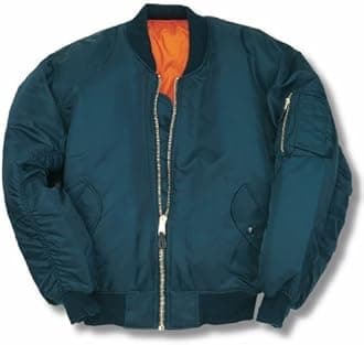 MA1 Bomber Jacket with Heavy Brass Zip (XS, Petrol Blue)