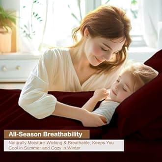 ARlinen Queen Waterbed Sheet Set - 4 Piece, 100% Cotton, 12 Inch Deep Pockets, Attached Design, Extra Soft Solid Burgundy Bed Sheets