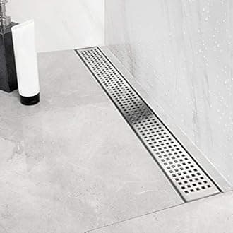 Neodrain 24-Inch Side Outlet Linear Shower Drain with Quadrato Pattern Grate, Brushed 304 Stainless Steel Rectangle Shower Floor Drain,Floor Shower Drain With Adjustable Leveling Feet,Hair Strainer