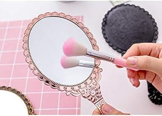 Weahre Hand Mirror Makeup Mirrors Handheld Decorative Personal Vintage Cosmetic Travel Mirrors (Rose Gold)