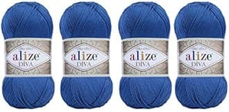 Hand Knitting Yarn 100% Microfiber Acrylic Yarn Alize Diva Silk Effect Thread Crochet Art Lace Craft Lot of 4 skeins 400gr 1532yds (132)