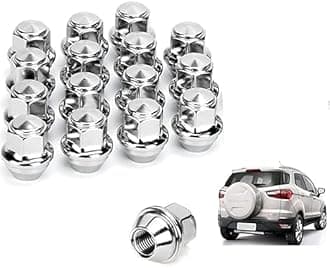 Chrome Plated Stainless Steel Anti-Rust Wheel Nuts Superior Chrome Finish Tensile Tested Compatible with Ford Ecosport, Fiesta, Figo and Endeavour (Pack of 16Pcs)