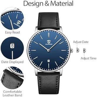 BEN NEVIS Mens Watches, Minimalist Fashion Simple Wrist Watch for Men Analog Date with Leather Strap