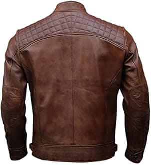 Mens Genuine Leather Biker Jacket Black | Vintage Brown Distressed Lambskin Motorcycle Jackets for Men