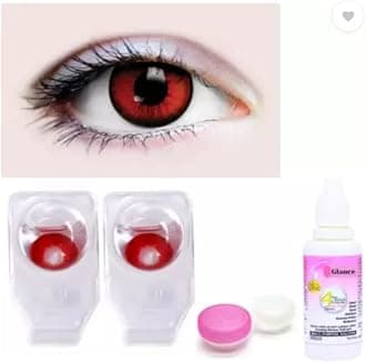 Optify Monthly Color Contact Lenses With Solution & Case |Zero Power|Red