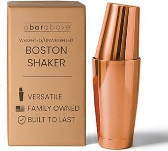 A Bar Above Antique Copper Cocktail Shaker Set – Weighted 28 oz & Unweighted 18 oz Boston Shaker Set – Copper Drink Shaker Bartending Kit – Professional Bar Set Cocktail Shaker Set (2 Piece)