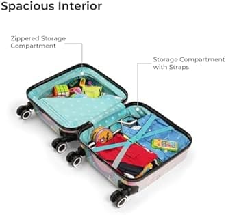 Nasher Miles Tic Tac Toe Polycarbonate Spinner Hard-Sided Cabin Luggage for Kids Pink White 44cm|17inch Kids Trolley Bag | Zoo Bunny