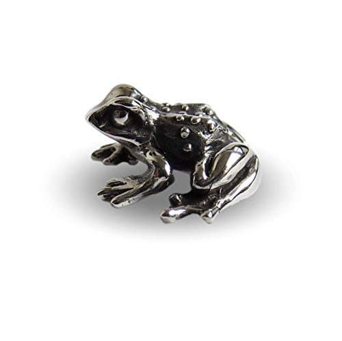Tiny frog figurine, solid hallmarked sterling silver animal ornament