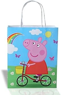 Prakruthi Pulp Art Gift Paper Bag Pig theme for Kids Birthday Party, Baby Shower Presents, Return Gifts - 8"X10"X3" (WXHXG) - Pack of 10