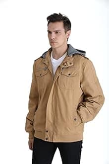 Buytop Men's Casual Winter Cotton Military Jackets Outdoor Full Zip Army Coat