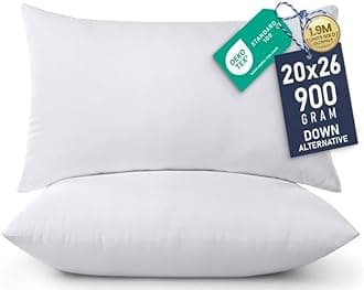 20x26 Pillow Inserts, Set of 2, White – Indoor Decorative Throw Pillows for Bed, Sofa & Couch – Soft, Supportive & Fluffy Cushion Inserts