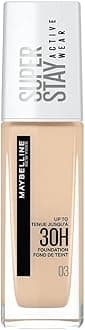 Maybelline New York Super Stay Active Wear, waterproof foundation with high coverage, long-lasting facial make-up, colour: No. 3 True Ivory (Light), 1 x 30 ml