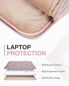 BAGSMART 15-15.6 Inch Laptop Case Sleeve for Women, Puffy Shockproof Laptop Bag with Accessories Pouch and Handle, Lightweight Computer Case Compatible with Dell, HP, MacBook Air/Pro, Dusty Pink