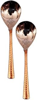 Indian Art Villa Set of 2 Steel Copper Rice Spoon | for Serving RiceHome Hotel Restaurant | Dinnerware