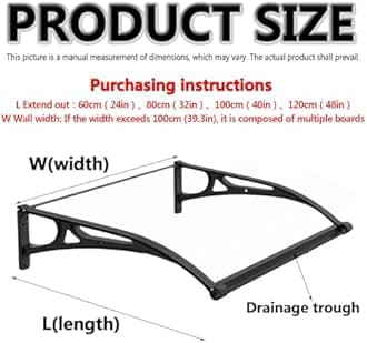 Exterior front door awnings with Aluminum Bracket,awning for door entrance,Overhang awning for windows,polycarbonate awning & canopies,door awnings exterior rain snow,with rain gutters,UV Protection (
