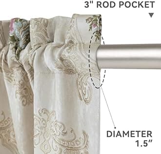 Loom and Mill Luxury Jacquard Curtains for Bedroom Living Room, Pearly Beige Floral Damask Curtains 2 Panels with Tiebacks, Elegant Window Curtain for Banquet Party Decor(52”Wx84”L, 2 Panels)
