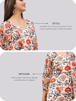 GRECIILOOKS Women's Cotton Blend Kurta Set with Dupatta | Kurti Set for Women | Festive Kurta Set for Women | Regular Fit Kurta