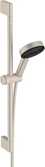 Pulsify S 1-Spray Handshower with Slide Bar and Hose, PowderRain, IntenseRain, Pulsating Massage, in Brushed Nickel, 24161821