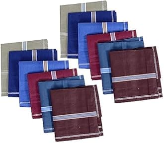 Kuber Industries Premium Cotton Handkerchief Set for Men & Boys - Pack of 12 Dark Color Rumal