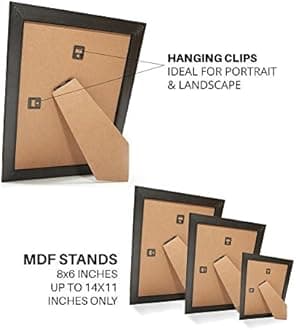 Walnut - 15" x 15" Picture Frame Ready to Hang or Stand with Decorations in Shabby Chic/Photo/Poster Frame with Perspex Styrene for High Clarity & MDF Backboard