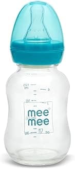Mee MeePremium Glass Feeding Bottle, 125 ml, Blue