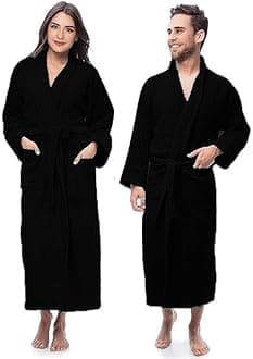 100% Cotton Shawl Collar Bathrobe for Women & Men – Terry Cloth, Lightweight Plush Long Spa & Hotel Luxury Robe