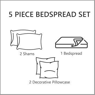 CHIXIN Bedspread Coverlet Set Queen Size - Lightweight Bedding Cover - Beautiful Stitching - 5 Piece Reversible Bedspread - Gorgeous Damask Paisley Pattern (Queen, Wine Red)