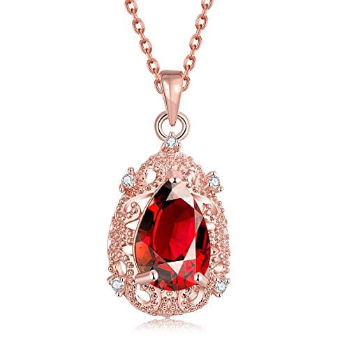 Dilanco Silver Plated Swarovski Elements Crystal Ruby Pendant Necklace ¡