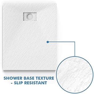 ELEGANT 1000 x 700mm Slip-Resistance Shower Base Slate Effect Square Shower Enclosure Tray with Waste and Resin Cover Grate