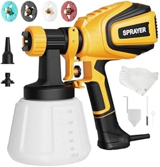 Paint Sprayer, 700W HVLP Spray Gun with Cleaning & Blowing Joints, 4 Nozzles and 3 Patterns, Easy to Clean, for Furniture, Cabinets, Fence, Walls, Door, Garden Chairs etc. VF803