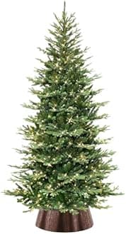 Puleo International 7.5' Pre-Lit Slim Chatham Spruce Artificial Christmas Tree with Matching Skirt