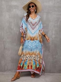 Kaftan Dresses for Women Plus Size Bathing Suit Cover up Caftan Maxi Beach Dresses
