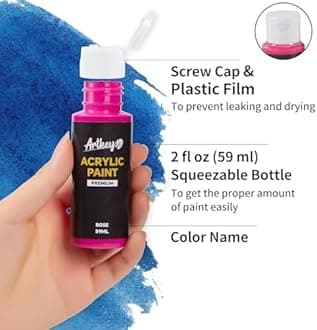 Artkey Acrylic Paint Set - 24 Colours 60ml Acrylic Paint Professional Artists Painting Set for Canvases Fabric Stone Leather Easter Egg Wood Ceramic Glass Art Craft Painting