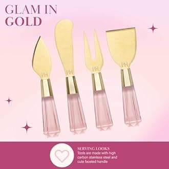 Paris Hilton Charcuterie Board and Serving Set, Customizable and Magnetic Bamboo Board with Cheese Utensils, 7-Piece Set, Pink