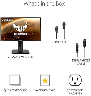 ASUS TUF - VG259QR Gaming 25 Inch (63.5 Cm) 1920 x 1080 Pixels LCD Monitor - Full Hd, 165Hz, 1Ms, Extreme Low Motion, Speaker, Shadow Boost, Vesa Mountable, Displayport, Hdmi Black
