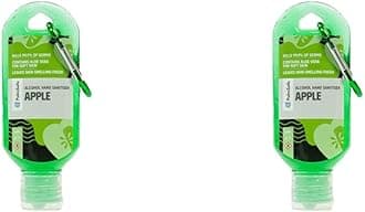 Palm Safe Apple 60ml Anti Bacterial Premium Hand Sanitiser Travel Size Refillable Clip Bottle Quick Drying Non Sticky Extra Moisturising Kills 99.9% of Viruses and Bacteria (Pack of 2)