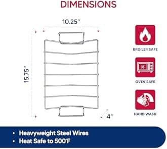 HIC Kitchen Roasting Pro V-Shaped Baking Rack, Chrome-Plated Steel, For Even Cooking And Juicy Results, 15.75 x 10.25 x 4-Inches