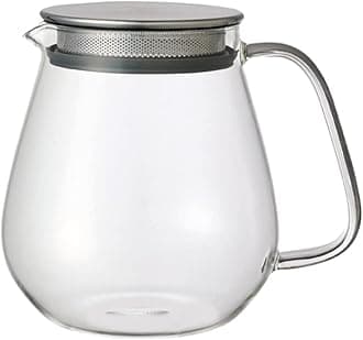 Unitea One Touch Stainless Steel Teapot 720ml Heat Resistant Glass Teapot with Stainless Steel Strainer in Lid (Japan Import)