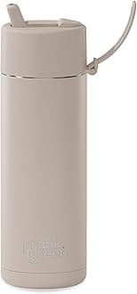 frank green Stainless Steel, Ceramic Lined Reusable Water Bottle with Flip Straw Lid, 20oz Capacity (Moon Dust)