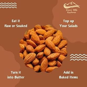 Snow Hills Kashmir Premium Kagzi Mamra Almonds - 250g | Soft Shell, Easy to Break | 100% Pure, Organically Cultivated | High Oil Content, Rich in Antioxidants | Boost Brain Power and Stamina | With Shell, Crack and Enjoy