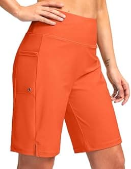 G Gradual Women's 9" Long Swim Board Shorts with Pockets High Waisted Knee Length Beach Swimming Shorts for Women with Liner