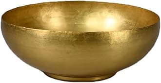 Serene Spaces Living Antique Brass Decorative Bowl, Use as Metal Fruit Bowl, for Floating Candles, Flowers, Potpourri, Catchall for Entryway, Dining Table, Home DÃƒ©cor, 4.75" Tall & 12" Diameter