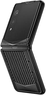 VERTU Quantum Flip Carbon Texture Series Android Smartphone,Snapdragon 8 Gen 4,6.9" OLED 120Hz Display,16GB RAM 1TB Storage,Quantum Privacy System,65W Fast Charging，Dual Screen Design(Black)
