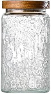 Adodeen 32oz Vintage Glass Jars With Lids, Airtight Food Storage Containers, Kitchen Canisters For Sugar, Coffee, Tea, Spice, Flour, Candy Cookie, Pasta, Cereal, Cute Decorative Jars