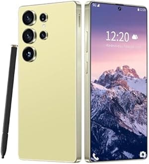 Huness I25 Ultra Unlocked Cell Phone,Built in Pen,16+1TB Unlocked Phone, Android 14 Battery 7000mAh 6.99" HD Screen Smartphone, 5G/Face ID/Fingerprint Lock/Dual SIM/GPS (Yellow, 16+1TB)